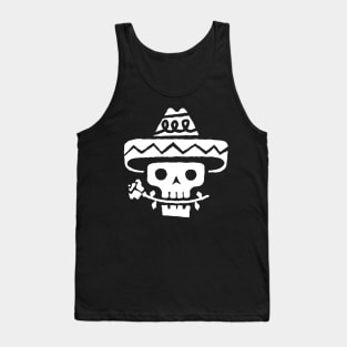 Just a White Skull in Sombrero Tank Top